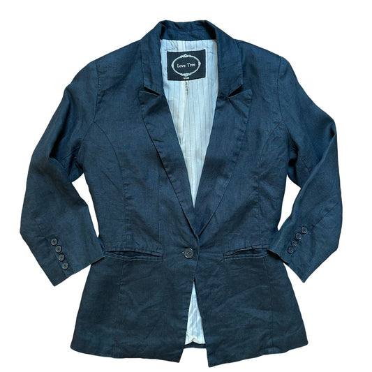 Love Tree navy blue linen button blazer SIZE S