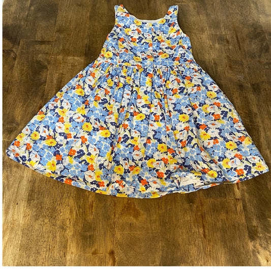 Polo Ralph Lauren blue yellow floral tank fit flare dress SIZE 5