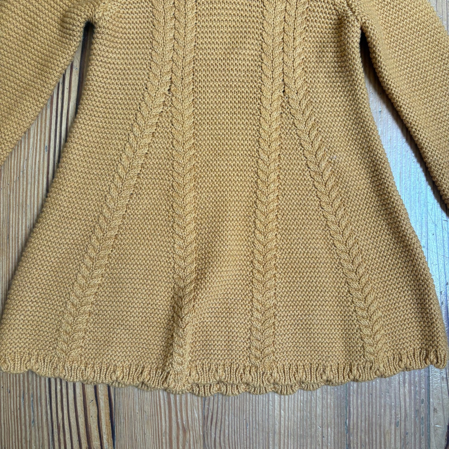 Christian Siriano yellow knit faux fur collar long sleeve dress SIZE 12M