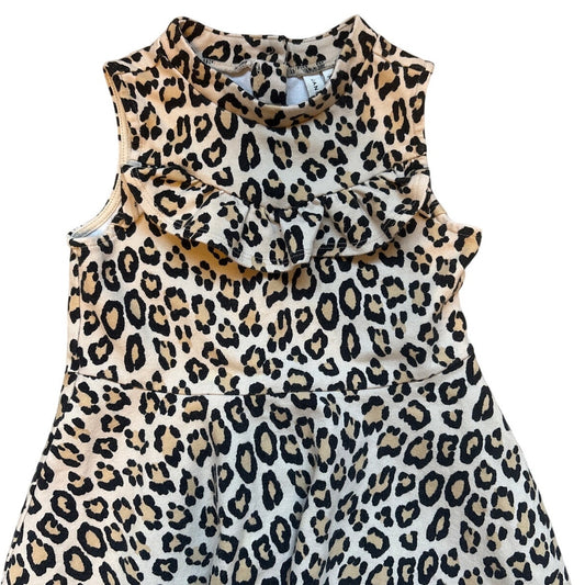 Janie and Jack brown leopard print sleeveless skater fit flare dress SIZE 6