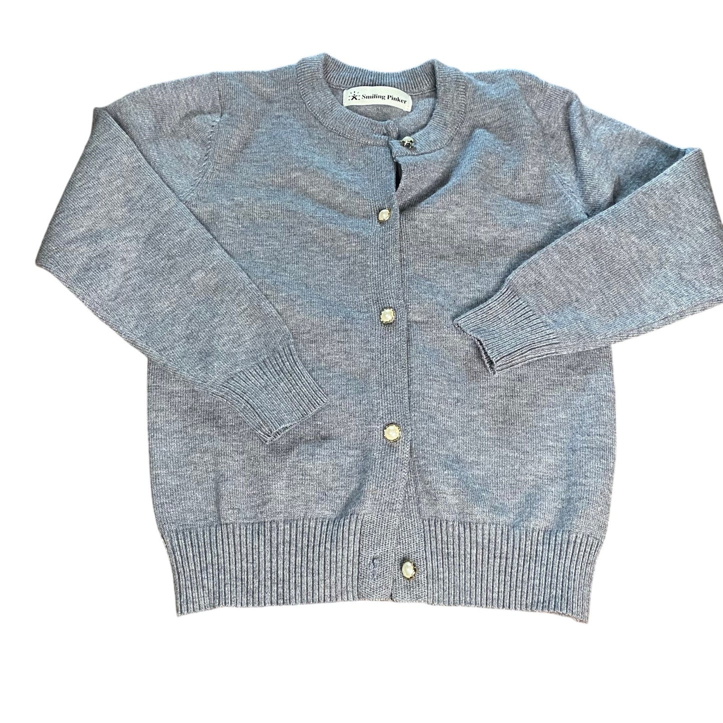 Smiling Pinker heather gray pearl button cardigan sweater SIZE 9
