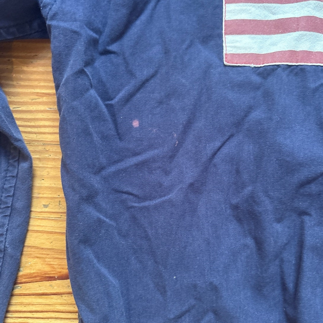 Too Cool Vintage dark blue American flag patch full zip bomber jacket SIZE S