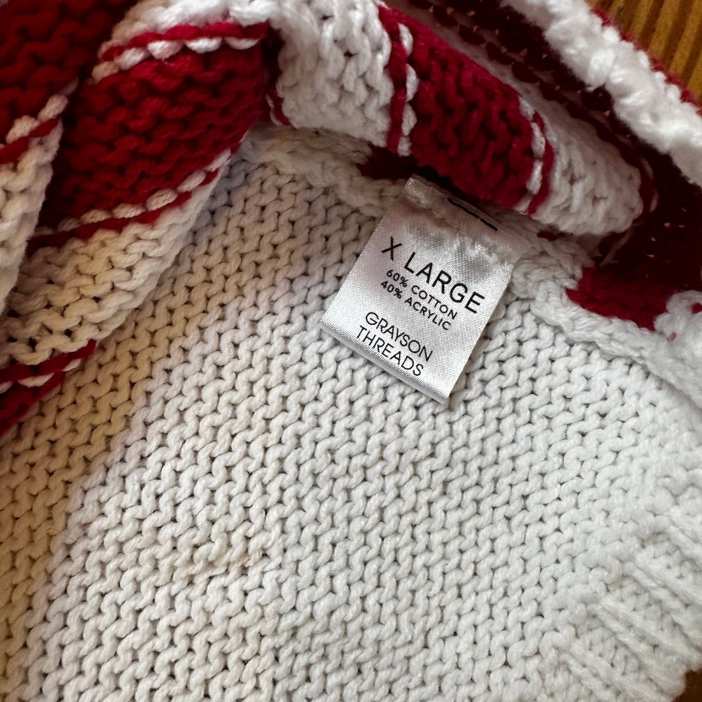 Grayson Threads white American flag knit oversized sweater SIZE XL