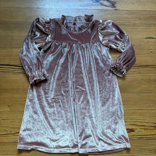 Shein blush pink velvet long sleeve ruffle mock neck girls dress SIZE 6