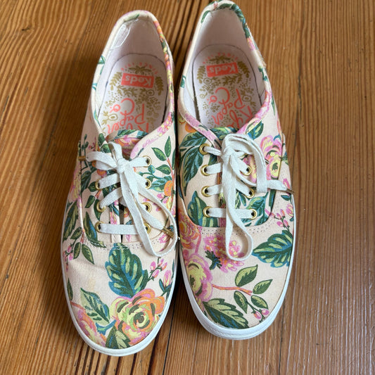 Keds x Rifle Paper Co. pink green floral low top lace womens sneakers SIZE 7