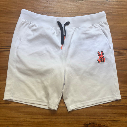Psycho Bunny white pink logo elastic waistband men shorts SIZE XXL