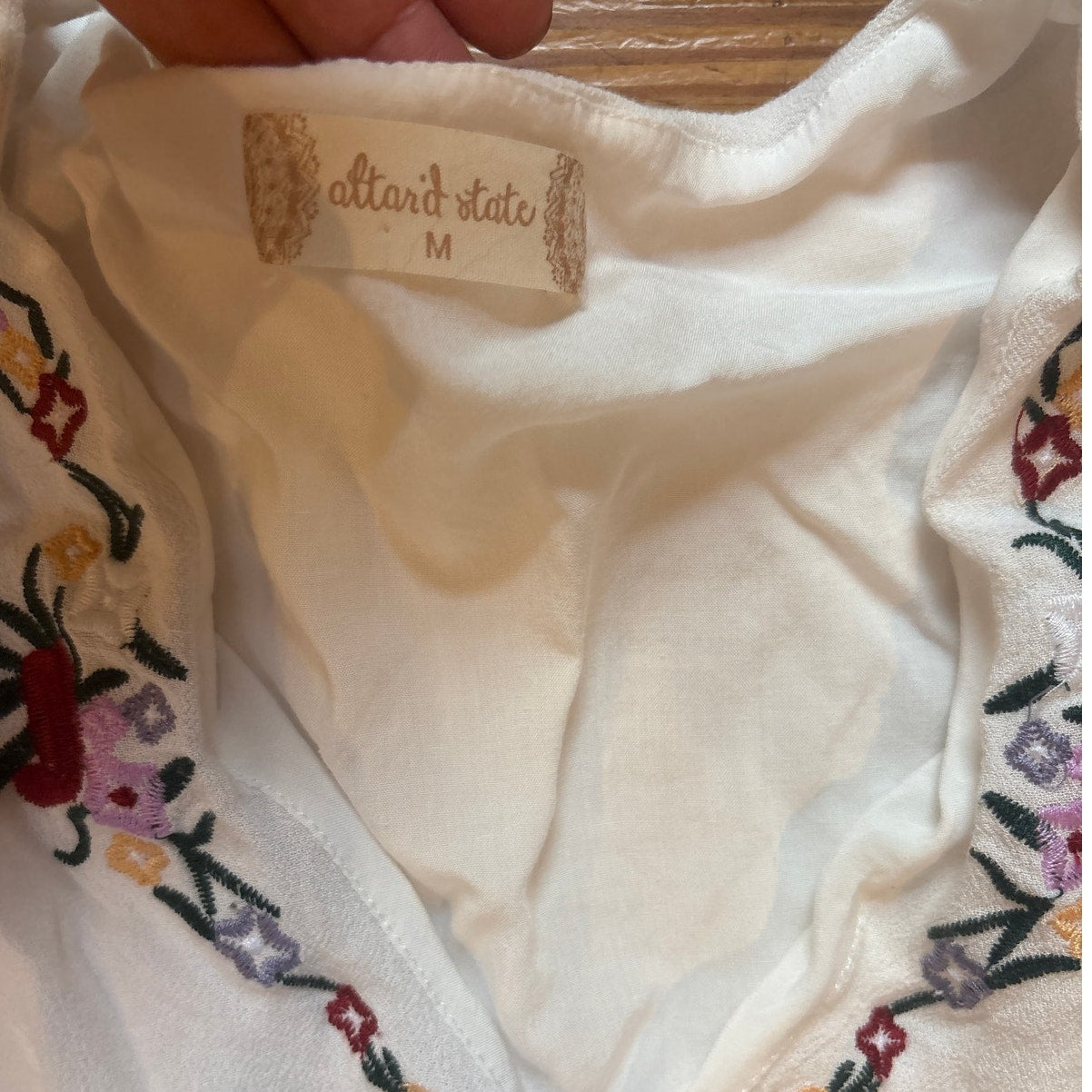 Altar'd State white sleeveless floral fit flare embroidered mini dress SIZE M