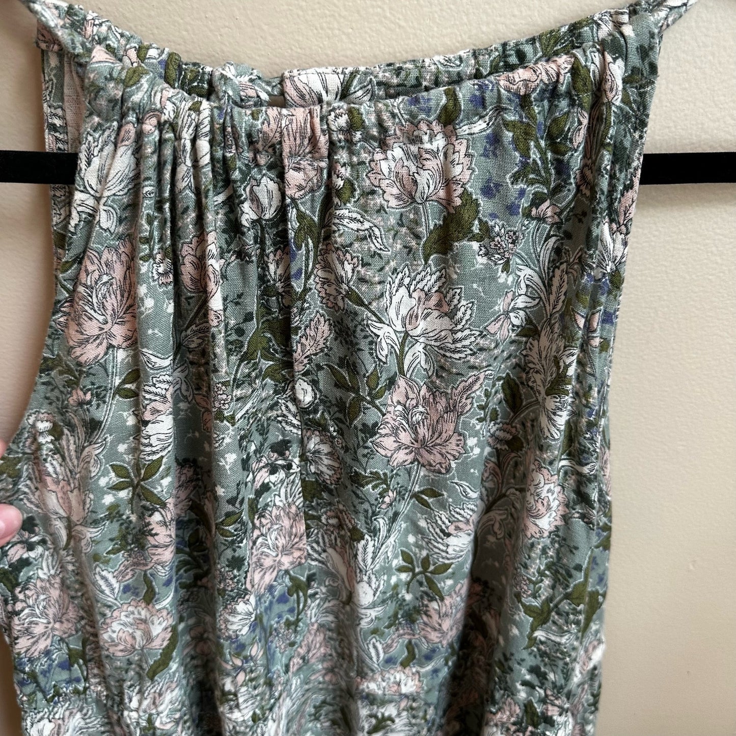 Joie green floral sleeveless halter keyhole maxi dress SIZE M