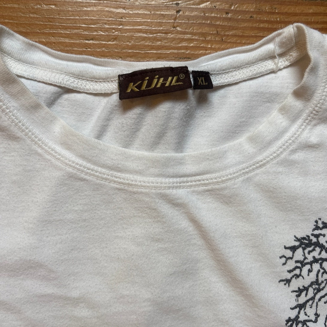 Kuhl white black tree dragonfly graphic short sleeve shirt SIZE XL