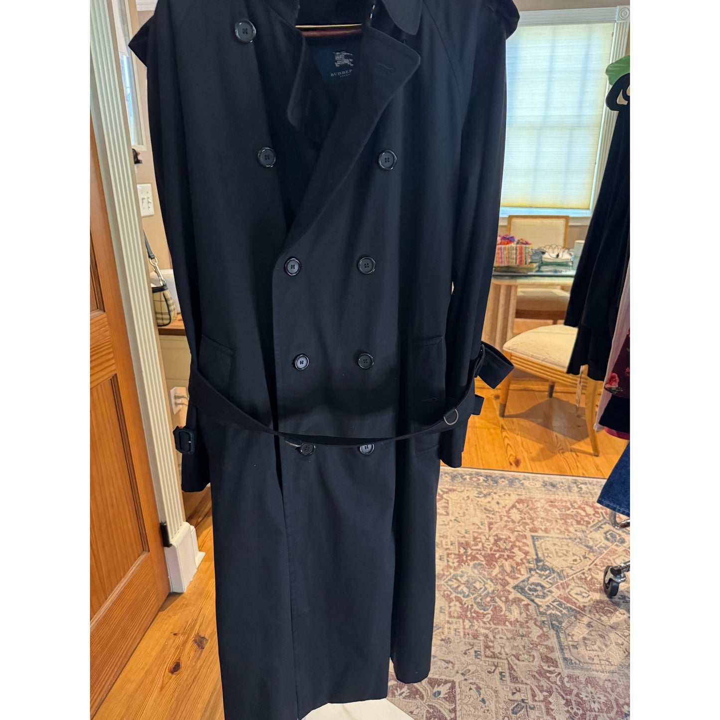 Burberry Trench Coat Black Cotton Liner size 48 L Authentic