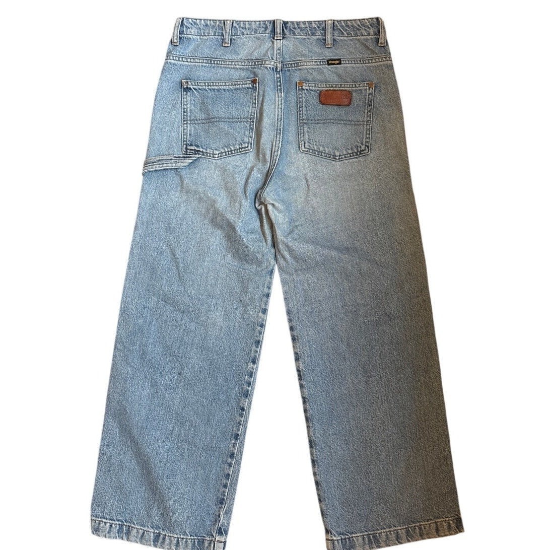 VTG Wrangler light wash carpenter cargo button fly jean pants SIZE LW27 L32
