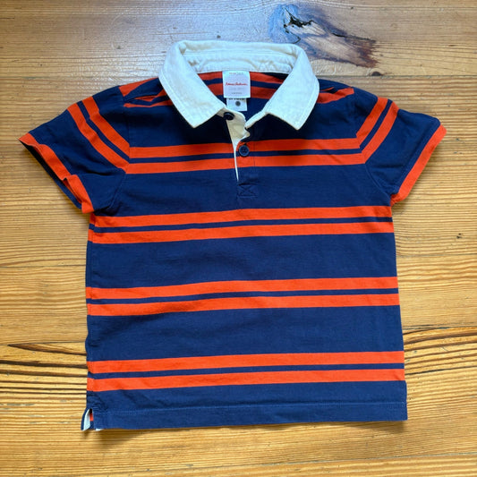 Hanna Andersson orange blue striped short sleeve polo shirt SIZE 3T