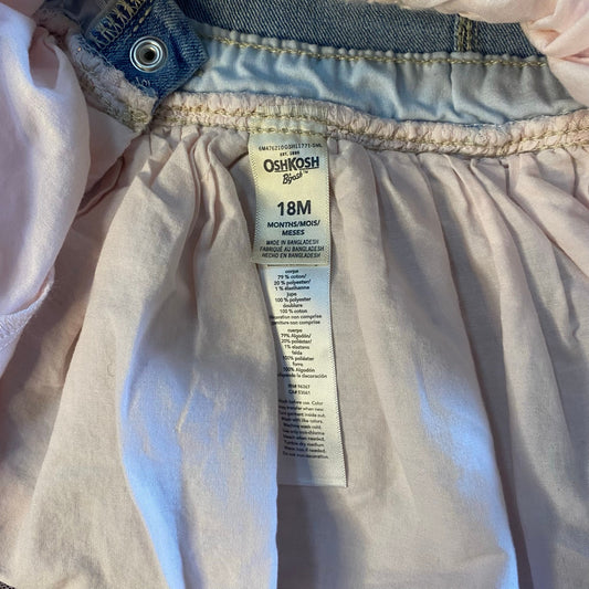OshKosh B'gosh blue overall cat adjustable white baby tutu skirt SIZE 18M