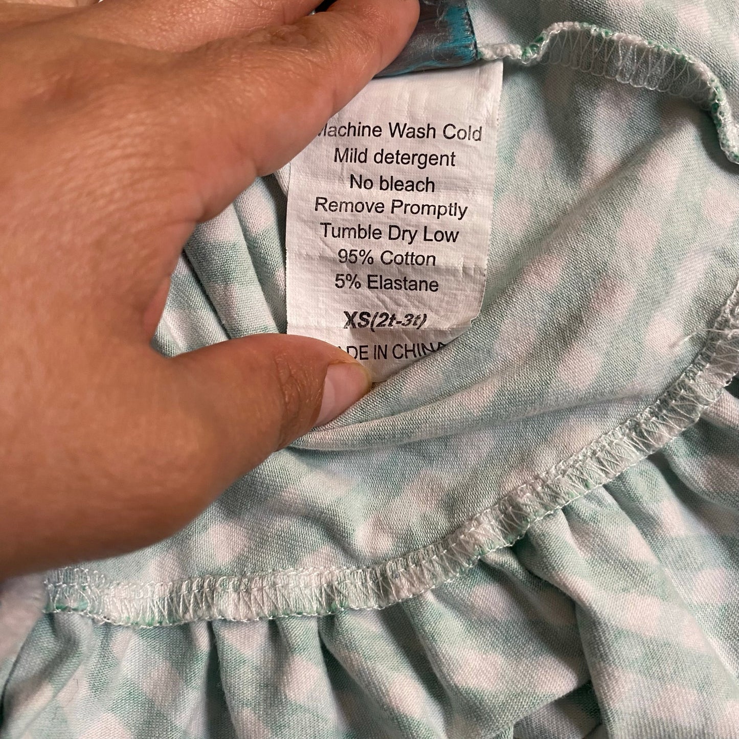 Shrimp & Grits Kids green white gingham long sleeve ruffle bottom dress SIZE XS