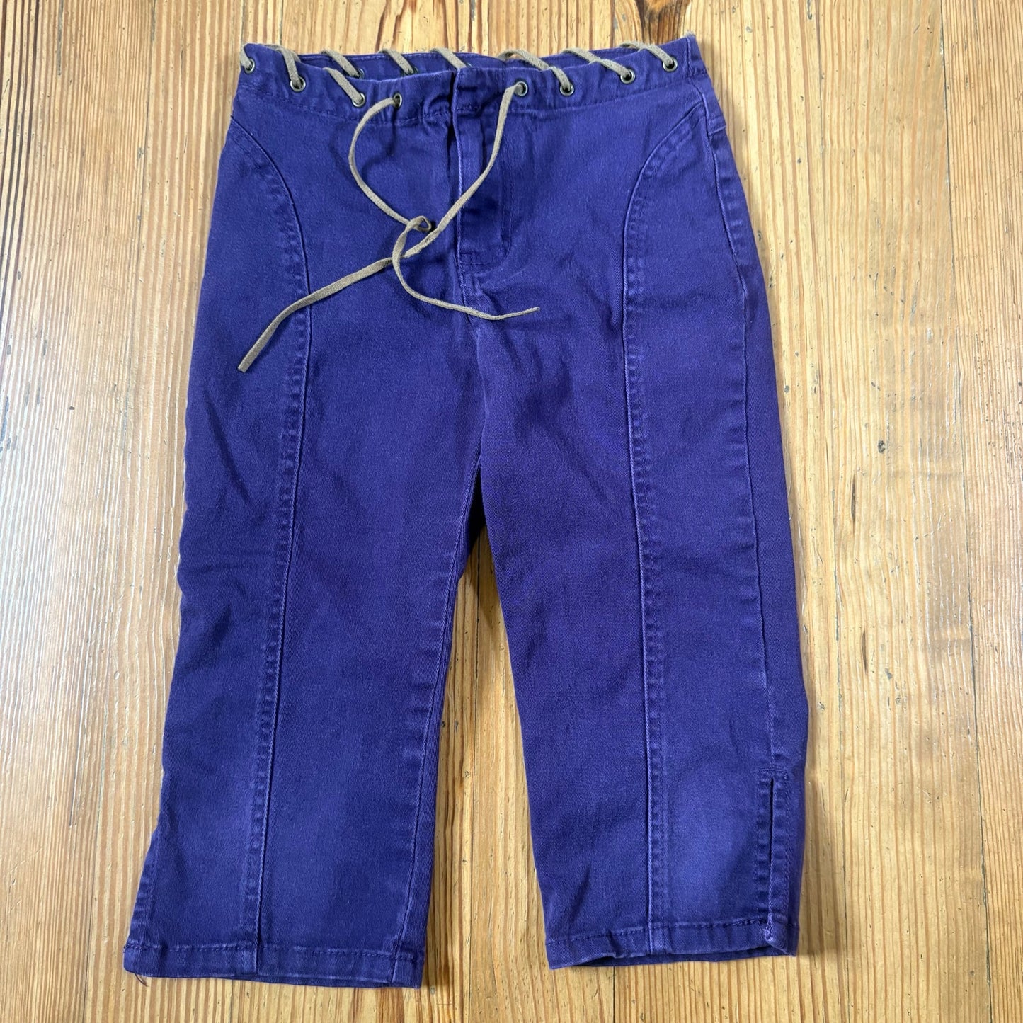Jordache retro purple leather stitch trim wide leg cropped pant SIZE 8