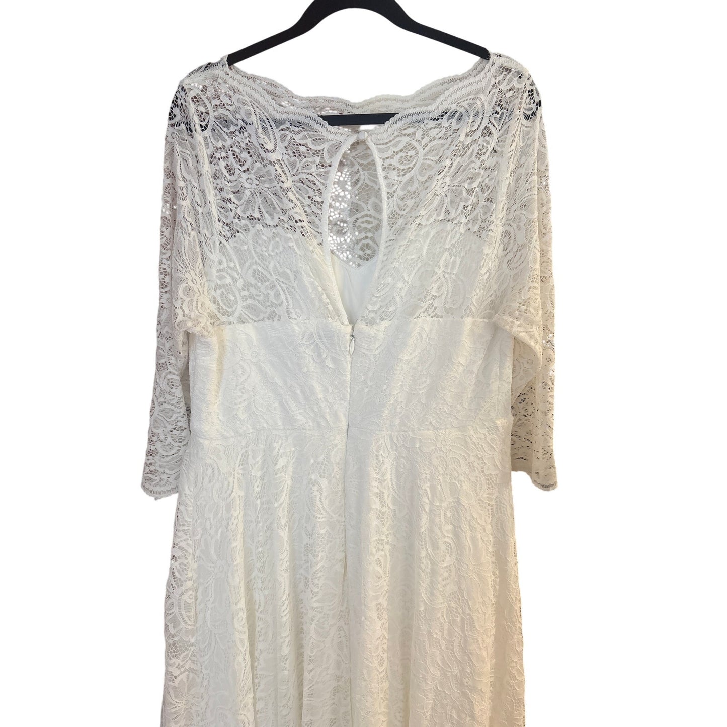 Torrid ivory white lace tea length quarter sleeve wedding dress SIZE 16