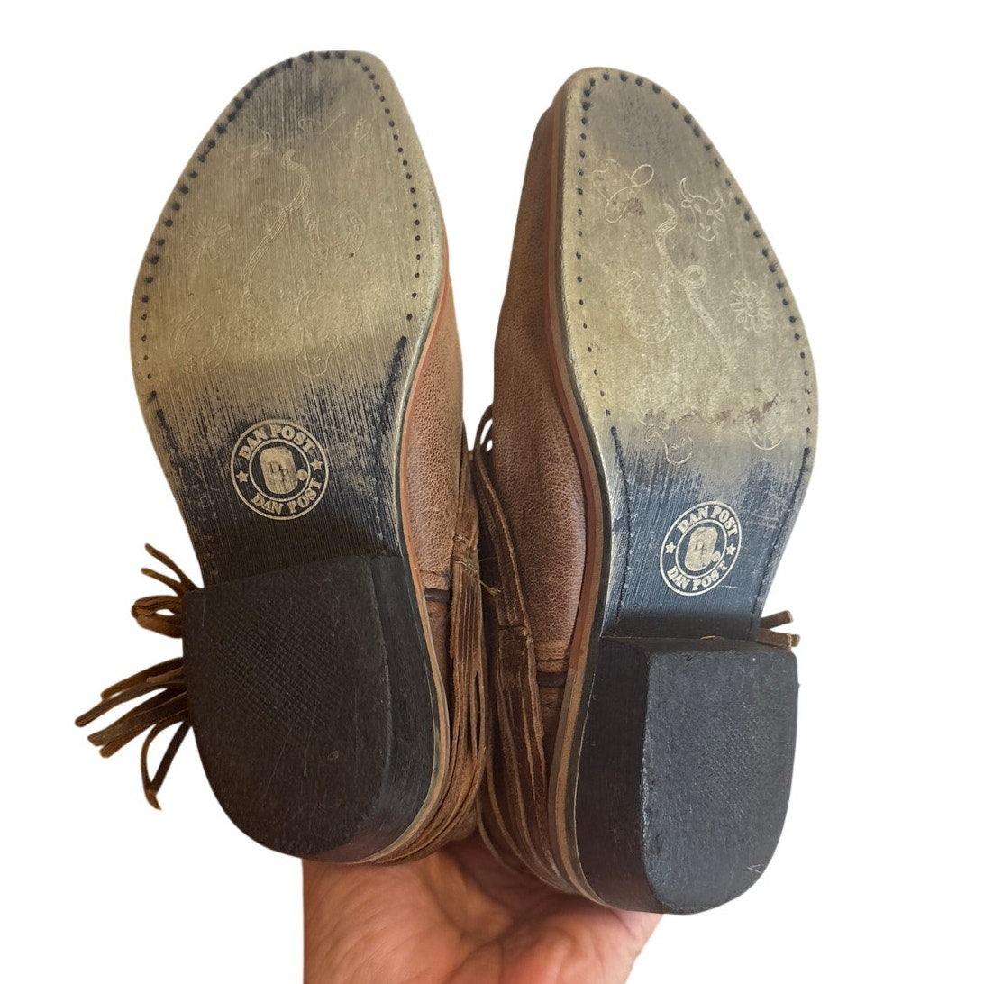 Dan Post Lil Myra brown leather beige western youth cowboy boots 13D