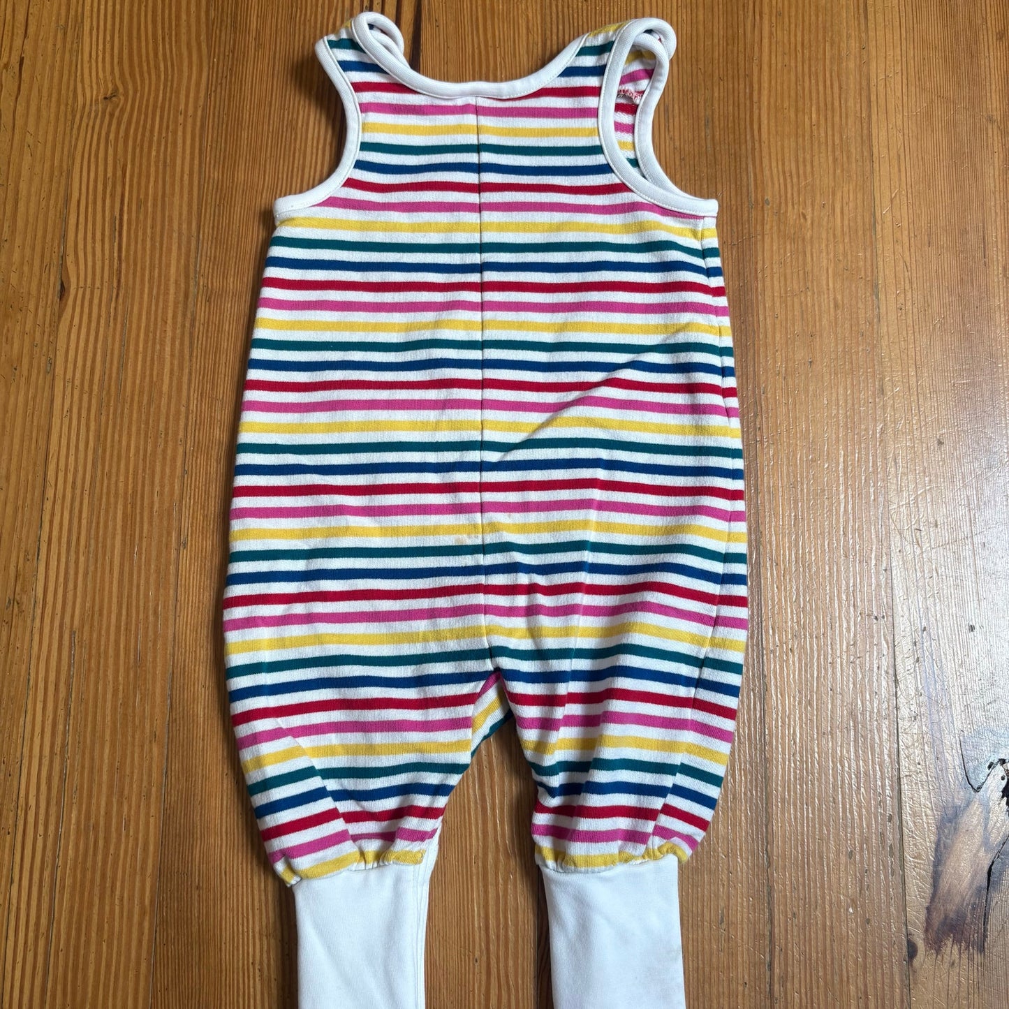 Hanna Andersson white colorful striped tank long pant one piece SIZE 12-18M
