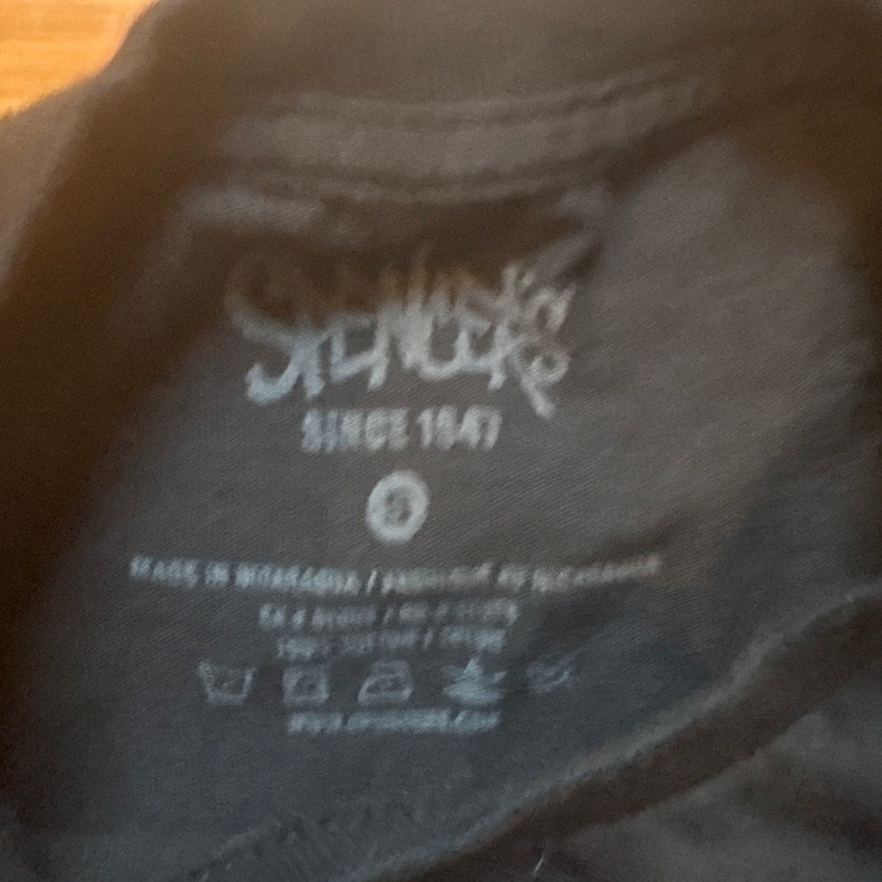 Spencers black gothic skeleton crown cat short sleeve shirt SIZE S