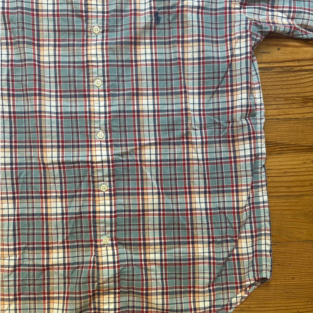 Ralph Lauren Blake cotton blue plaid short sleeve button up shirt SIZE S