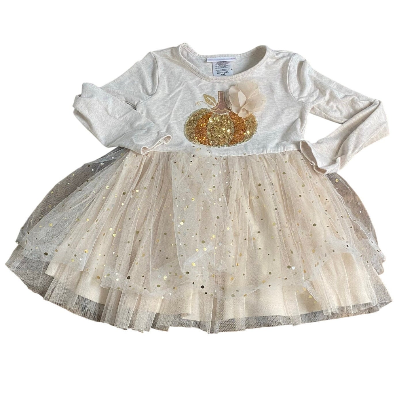 Bonnie Jean cream pumpkin fall sequin tutu long sleeve shirt SIZE 4