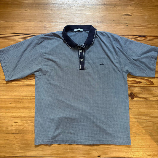 Quicksilver y2k retro blue knit collar polo mens shirt SIZE L