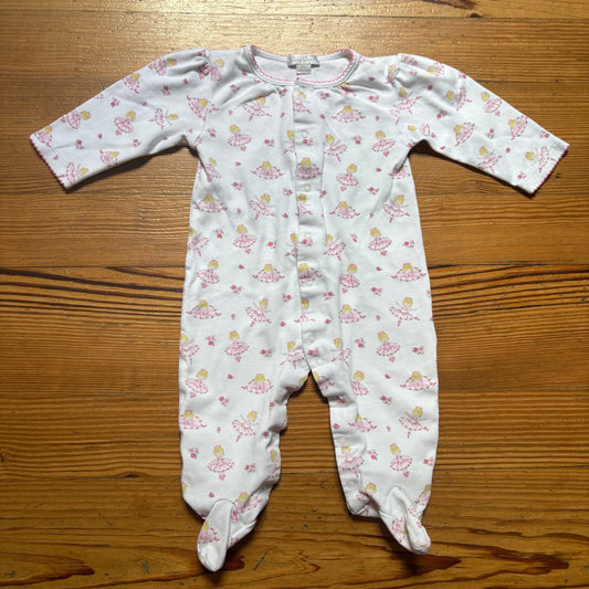 Kissy Kissy white pink ballet graphic snap long sleeve footie pajamas SIZE 9M