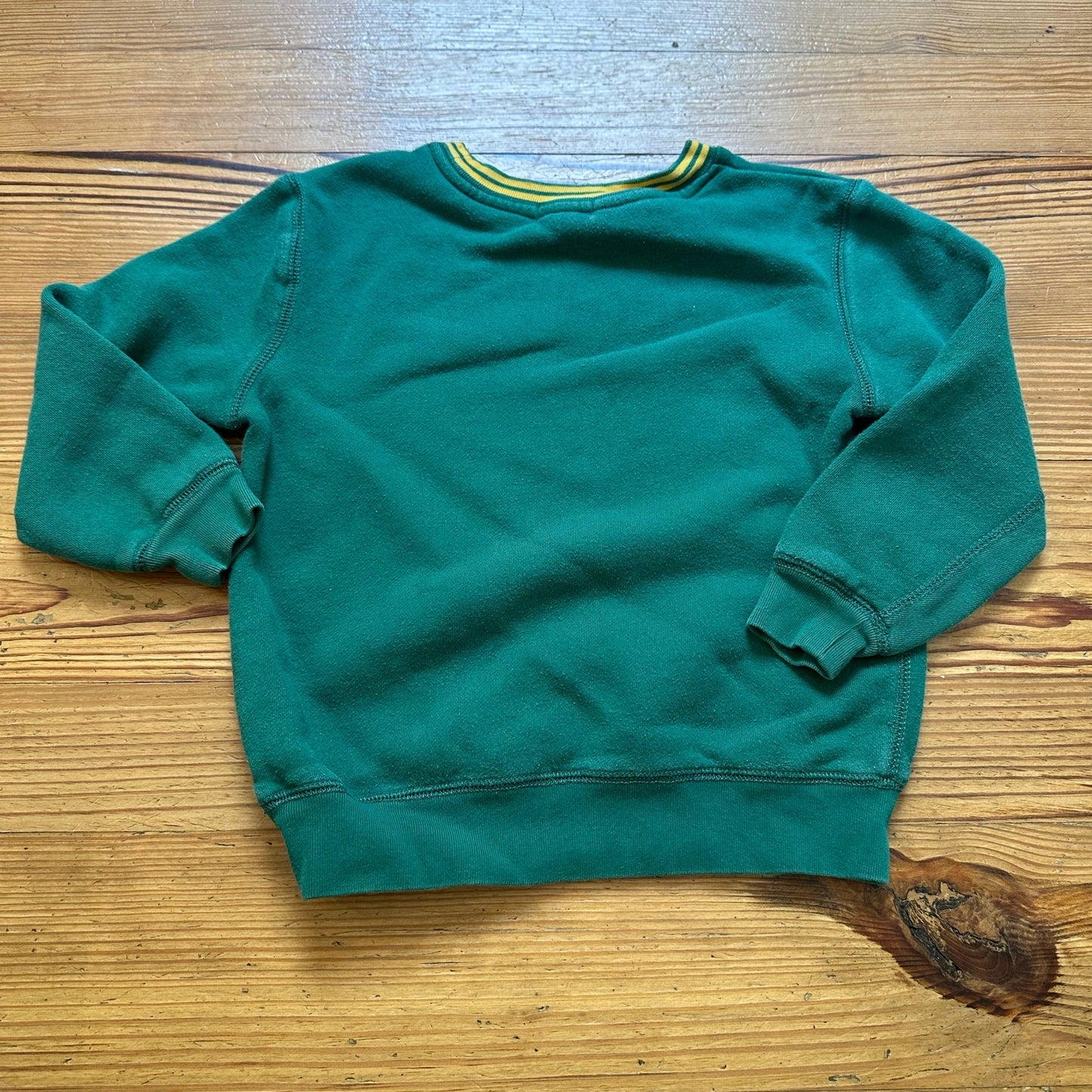 Polo Ralph Lauren green yellow lined hem crew sweatshirt SIZE 7