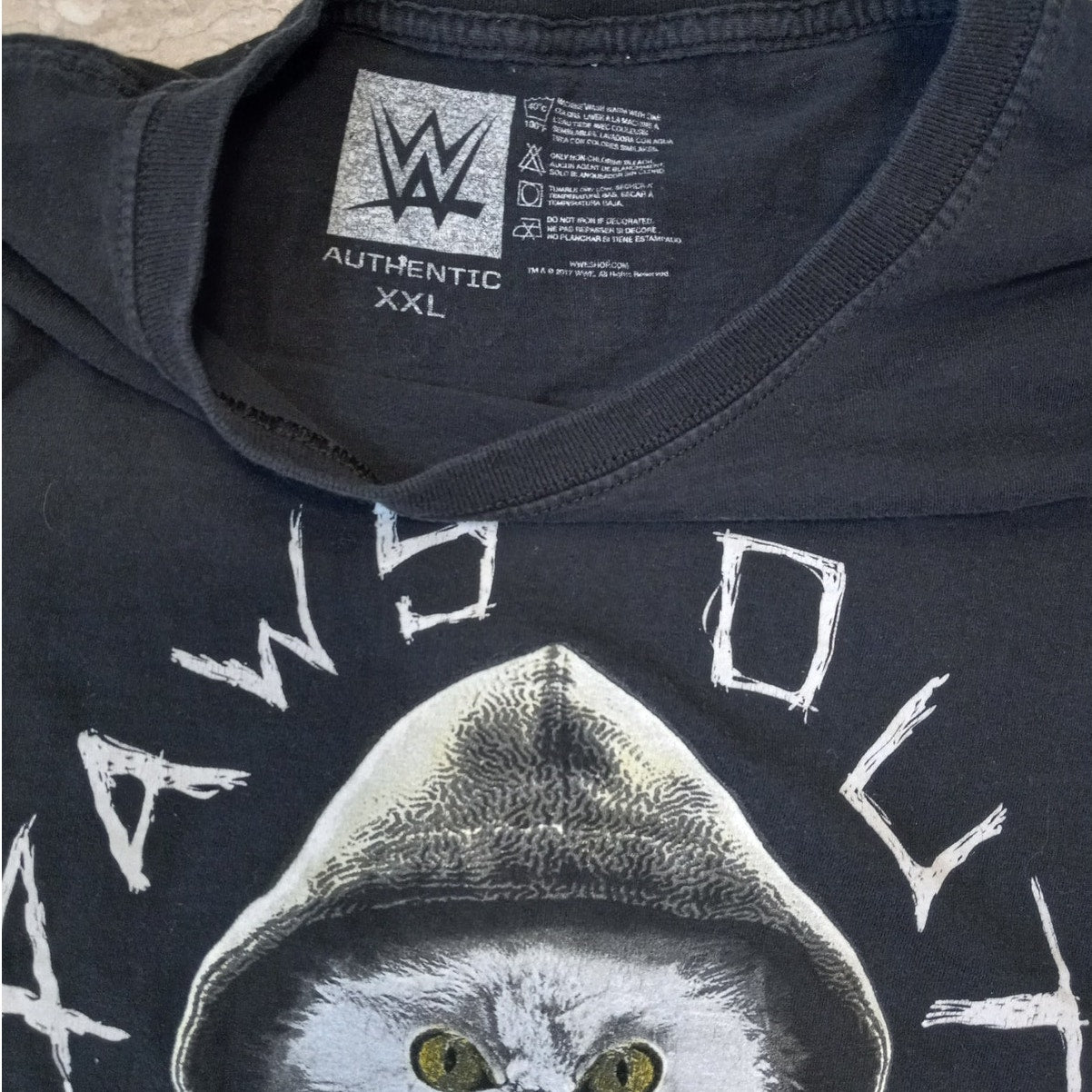 WWE Paws Out Claws Out Natty Cat black short sleeve shirt SIZE XXL