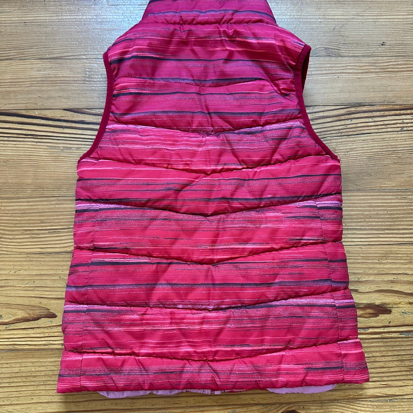 Nike red pink striped full zip puffer vest SIZE 6