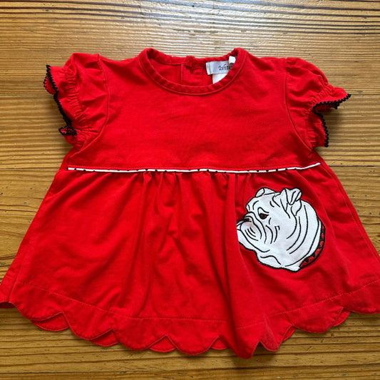 Ishtex red Georgia Bulldogs short sleeve scallop bottom top SIZE 12M