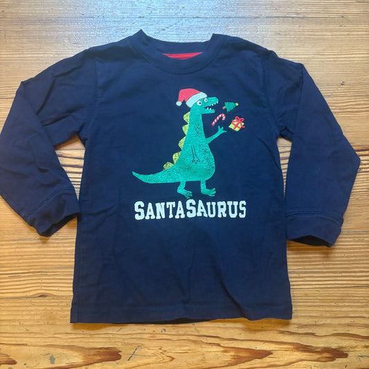 Gymboree dark blue Christmas Santa dinosaur long sleeve shirt SIZE 3T