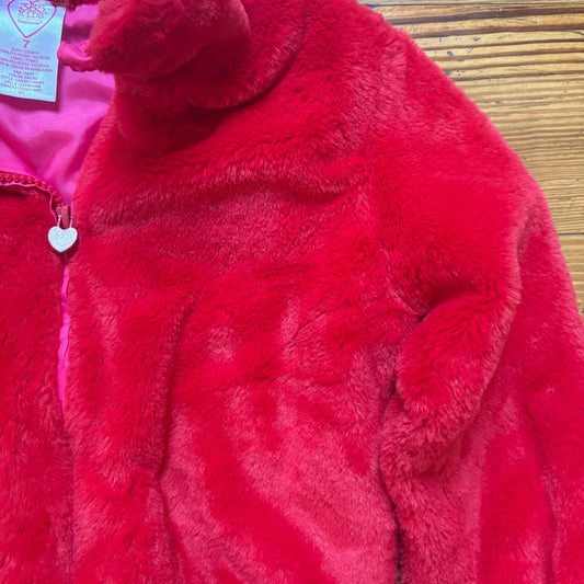 Garanimals red faux fur warm cozy full zip girls coat SIZE 7