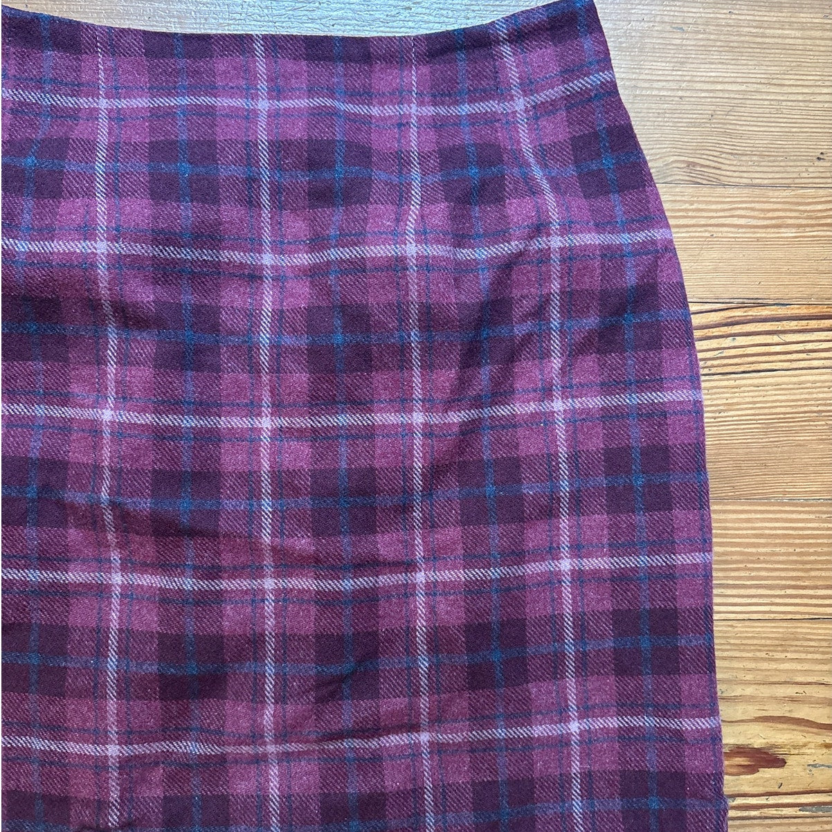 J.G. Hook VTG dark red black plaid wool blend mini skirt SIZE 16