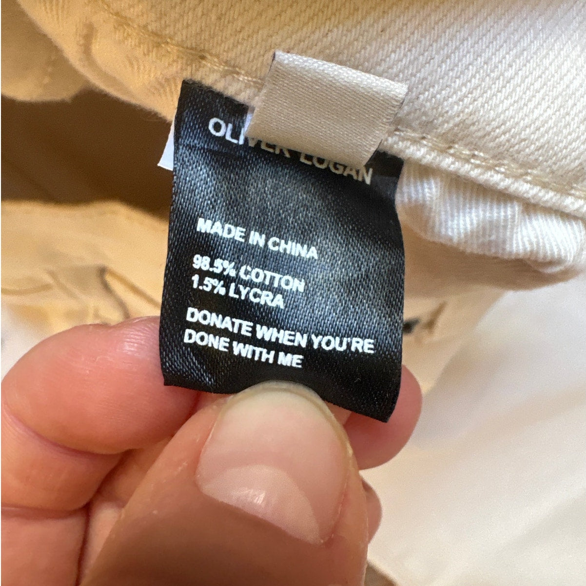 Oliver Logan ivory straight leg raw hem bottom jeans SIZE 29