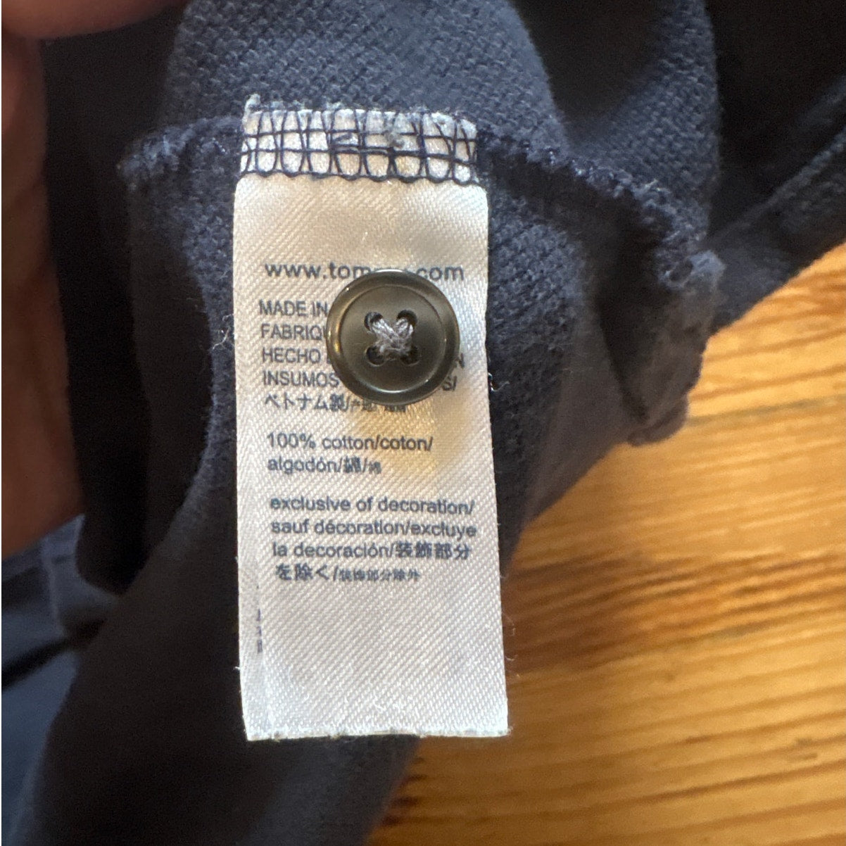 Tommy Hilfiger American flag collar dark navy blue mens short sleeve polo SIZE L