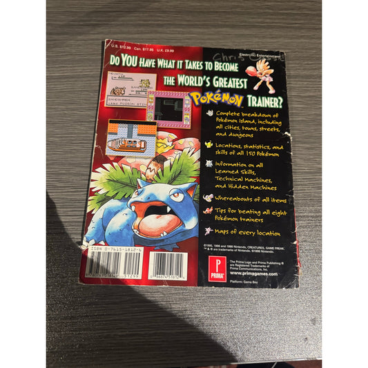 Pokemon Red & Blue Prima's Official Strategy Guide Charizard Cover - used