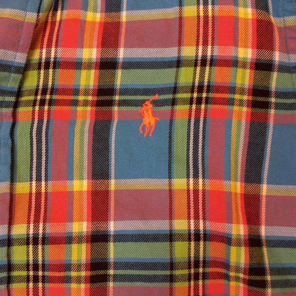 Ralph Lauren blue colorful plaid long sleeve womens button up shirt SIZE 8