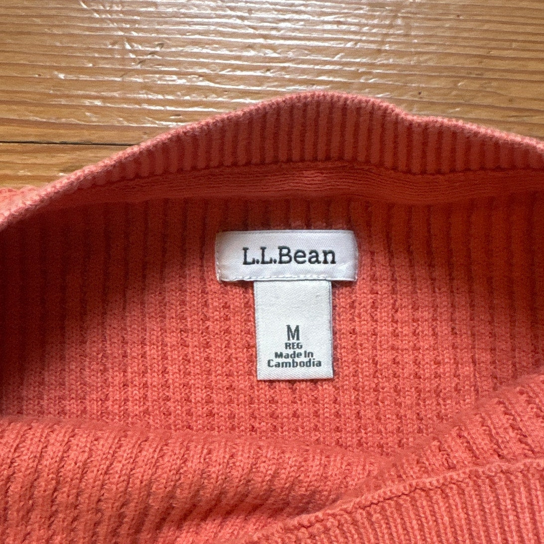L.L.Bean y2k orange long sleeve waffle knit thermal shirt SIZE M