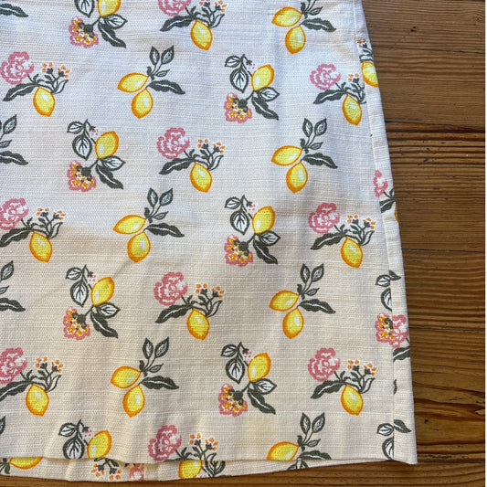 LOFT beige lemon floral zipper back cotton mini skirt SIZE 10
