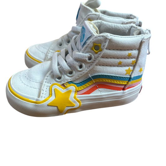 VANS white high top zipper side rainbow star toddler sneakers SIZE 7