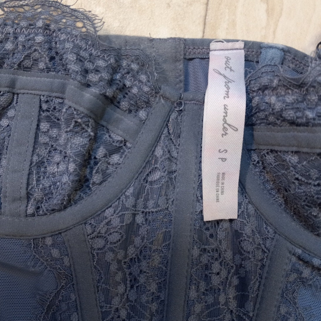 Urban Outfitters Out From Under slate blue lace corset top SIZE S