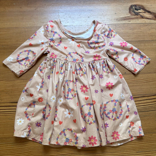 Mila & Rose beige floral peace long sleeve dress SIZE 3T