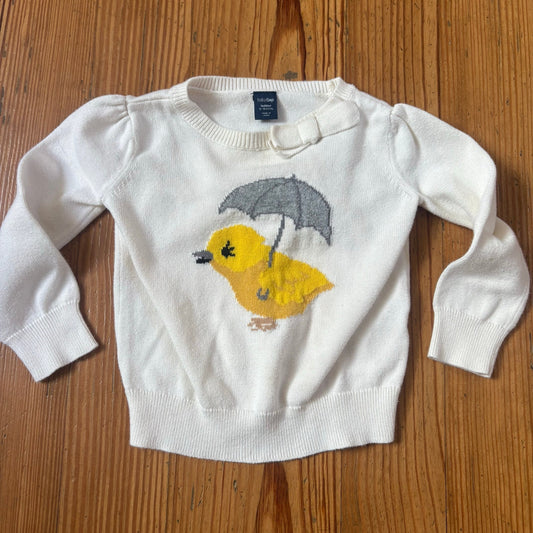 Gap white duck umbrella bow knit baby sweater SIZE 12-18M