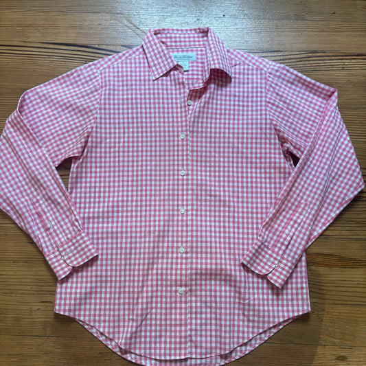 Brooks Brothers pink white gingham long sleeve womens button up shirt SIZE 6