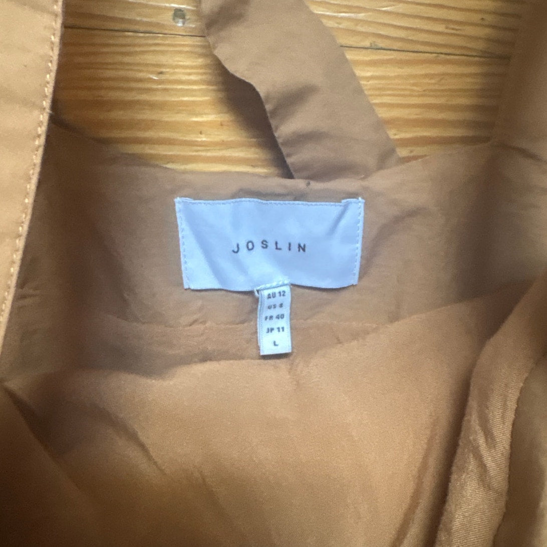 Joslin tan drop waist button up open back tank organic cotton maxi dress SIZE 8