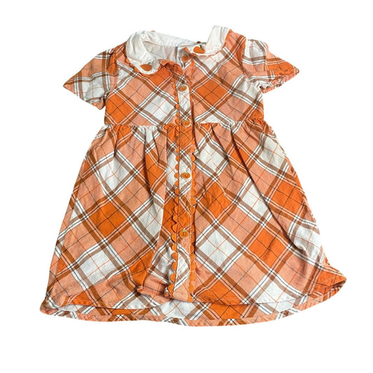 Gymboree orange pumpkin plaid collar short sleeve toddle dress SIZE 3T
