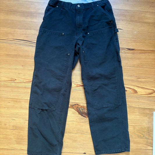Carhartt black loose fit double knee canvas pants SIZE 38X32