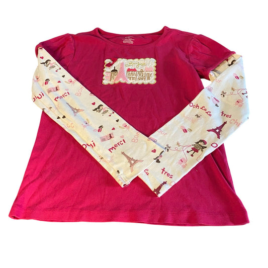 Gymboree pink Paris Eiffel Tower long sleeve graphic shirt SIZE 10