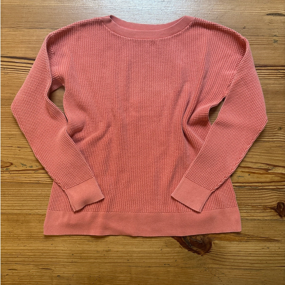L.L.Bean y2k orange long sleeve waffle knit thermal shirt SIZE M